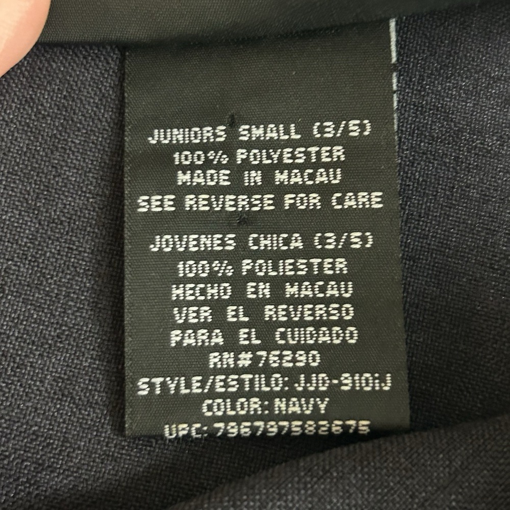 Vintage No Boundaries Y2K Dress Navy Blue Embroidered Hem Juniors 3/5 90s - Picture 4 of 10